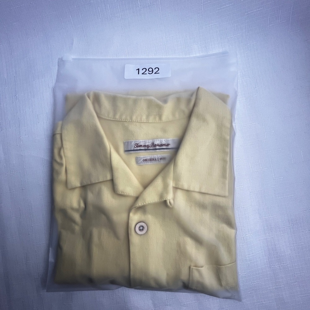 Tommy Bahama Camp Shirt Mens M Yellow 100% Silk Short Sleeve Original Fit - Picture 10 of 10